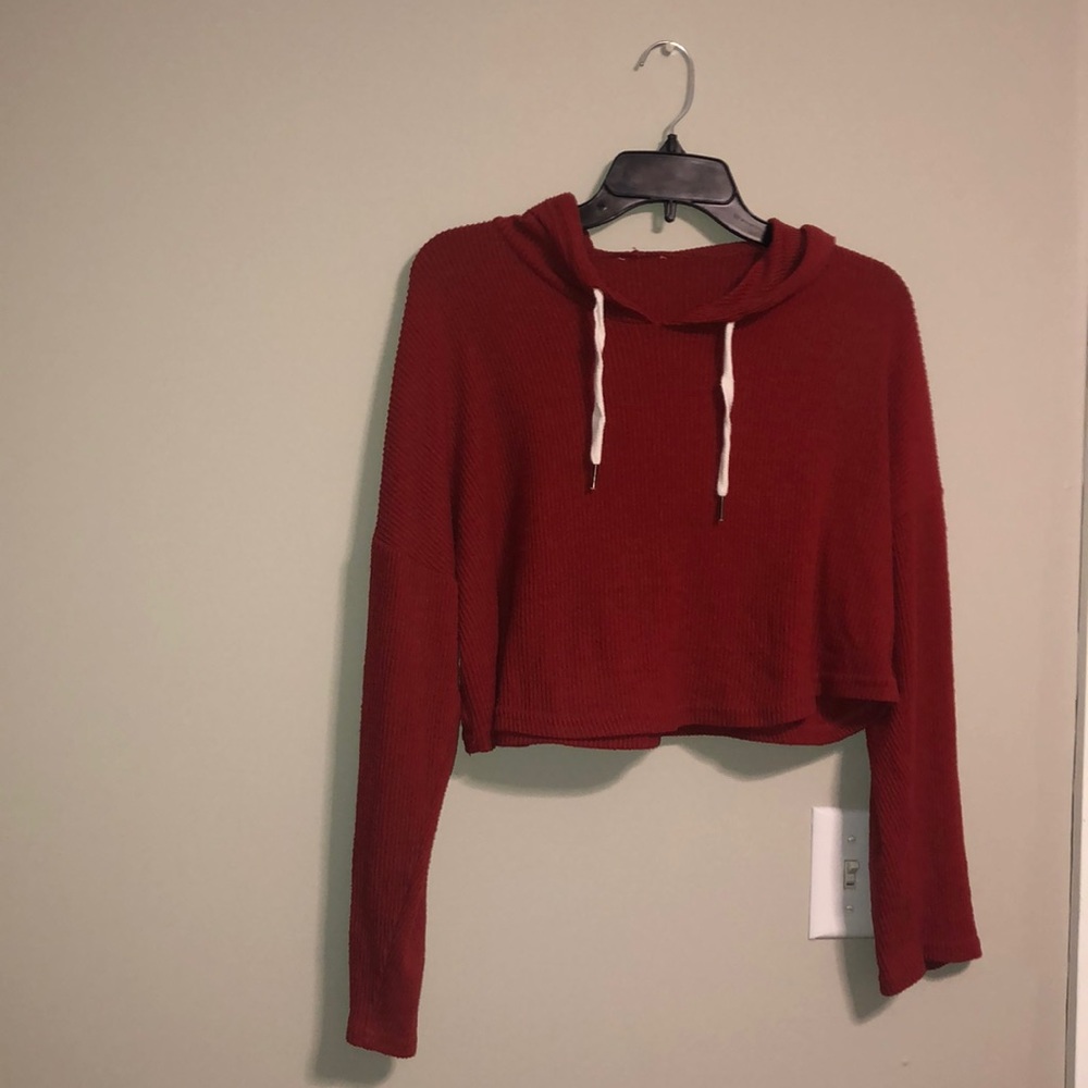 Deep Orange Crop Top Hoodie